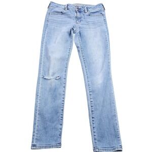 American Eagle Outfitters Jeans Womens 8 Blue Light Wash Mid Rise Skinny Stretch
